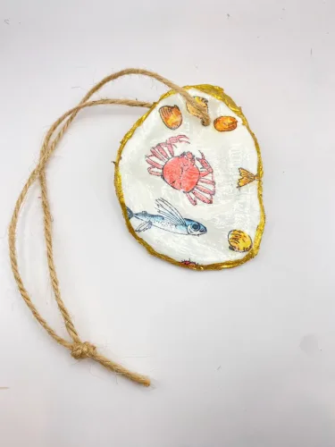 Oyster Shell Coastal Ornament Small — handmade oyster shell ornament